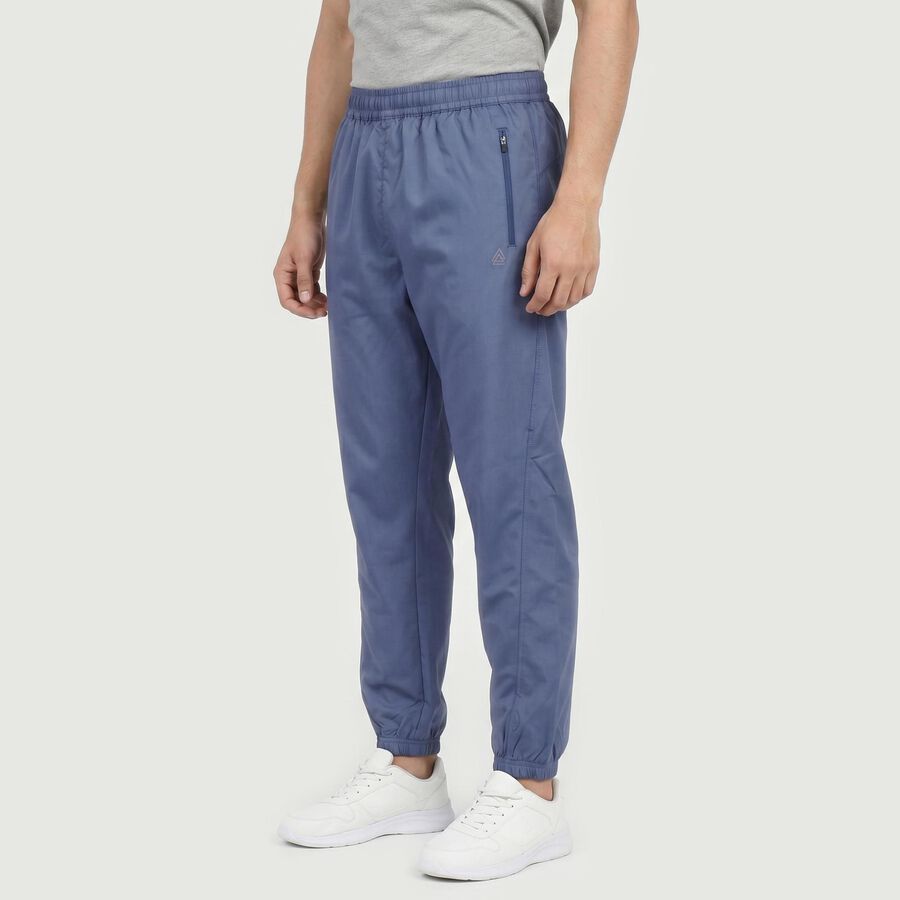 Men's Mid Blue Regular Fit Solid Track Pants, मध्यम नीला, large
