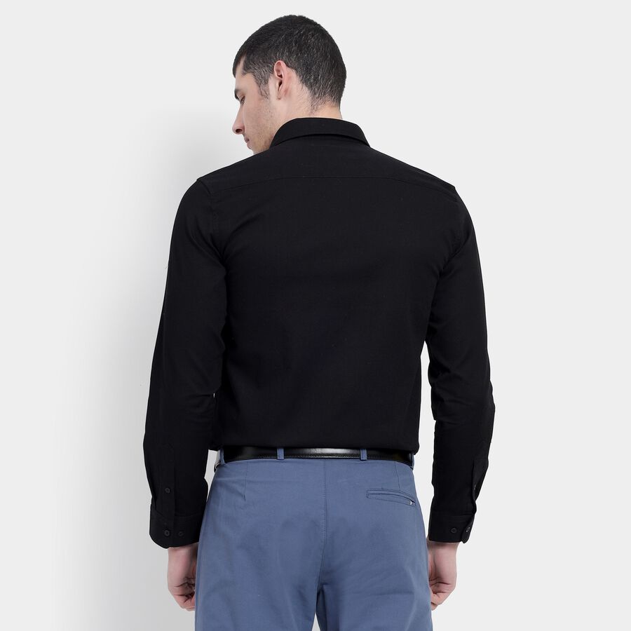 Men's Jet Black Cotton Regular Collar Formal Shirt, काला, large image number null