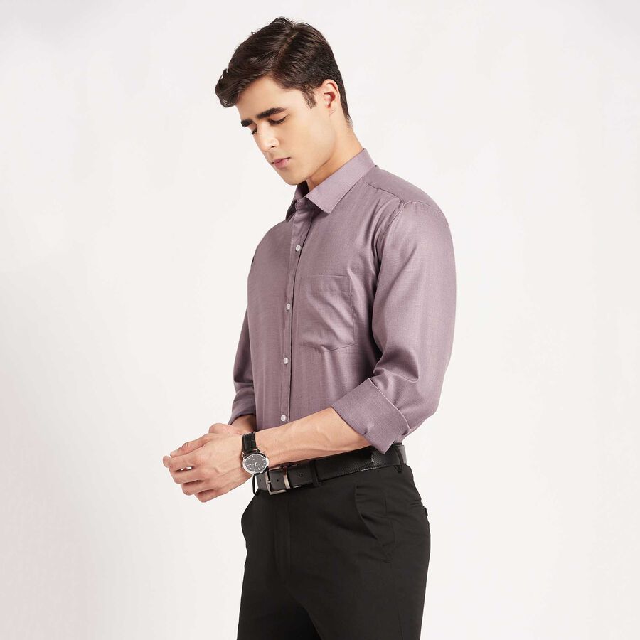 Solid Regular Collar Formal Shirt, Purple, large image number null