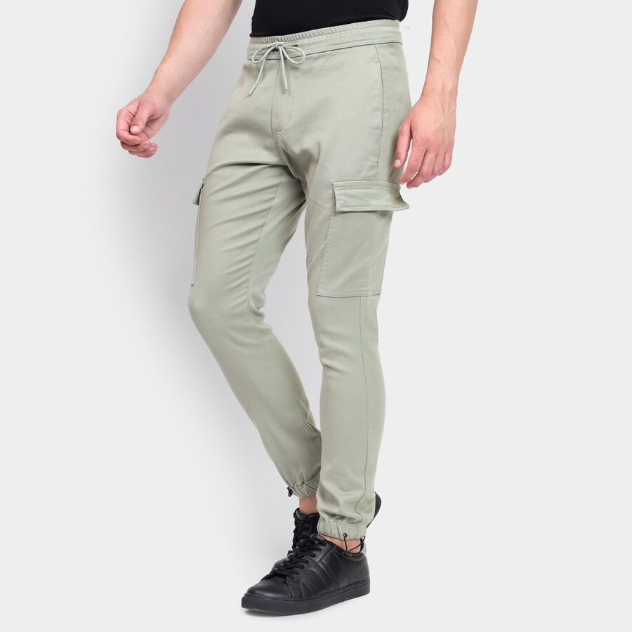 Men's Slim Fit Casual Trousers, Light Green, large image number null