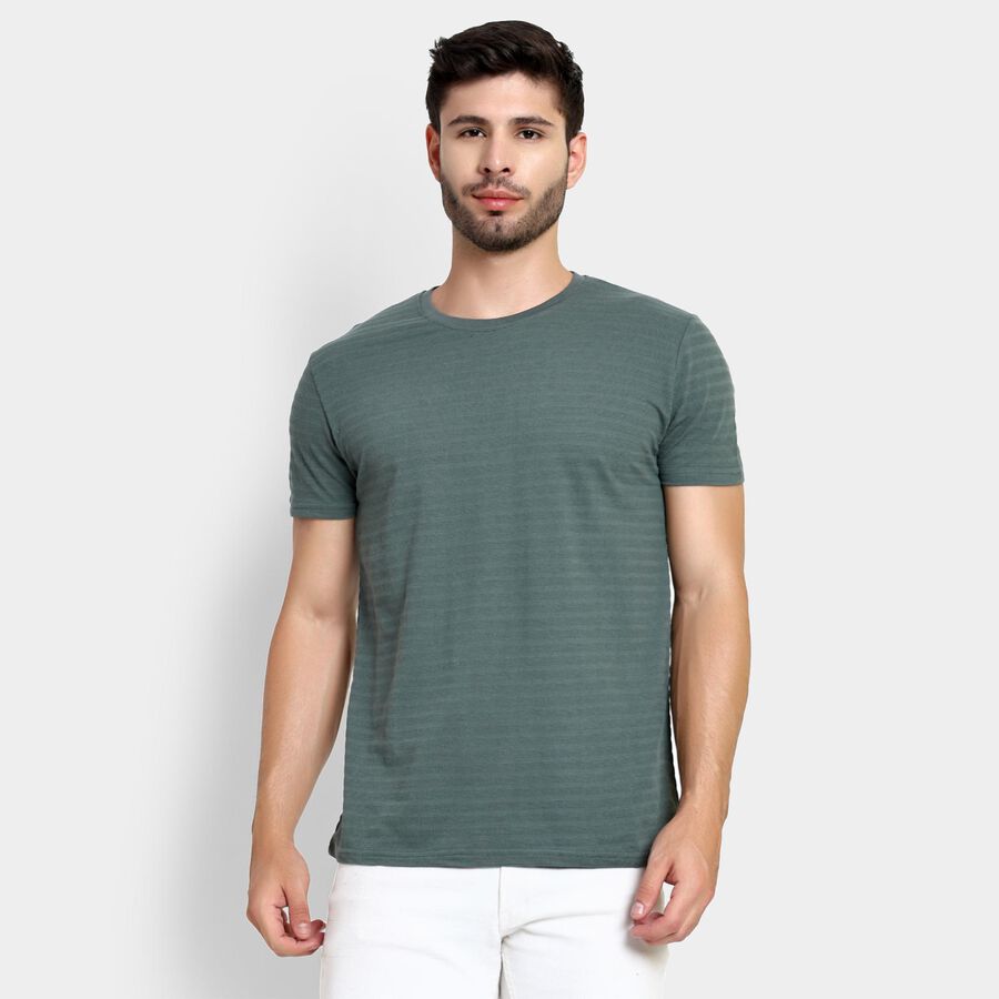 Men's Round Neck Half Sleeves T-Shirt , Dark Green, large image number null