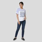 Women's Light Blue Cotton Round Neck Regular T-Shirt, Light Blue, small