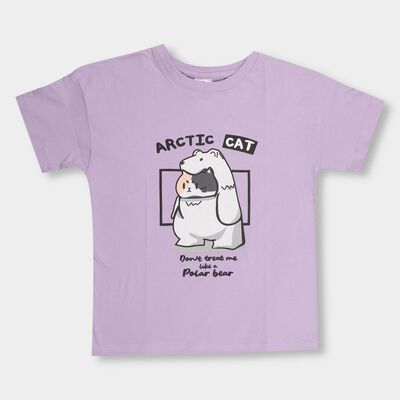 Girls' Lavender Cotton Crew Neck Short Sleeve T-Shirt