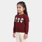 Girls' Maroon Crew Neck Pullover Sweatshirt, Wine, small
