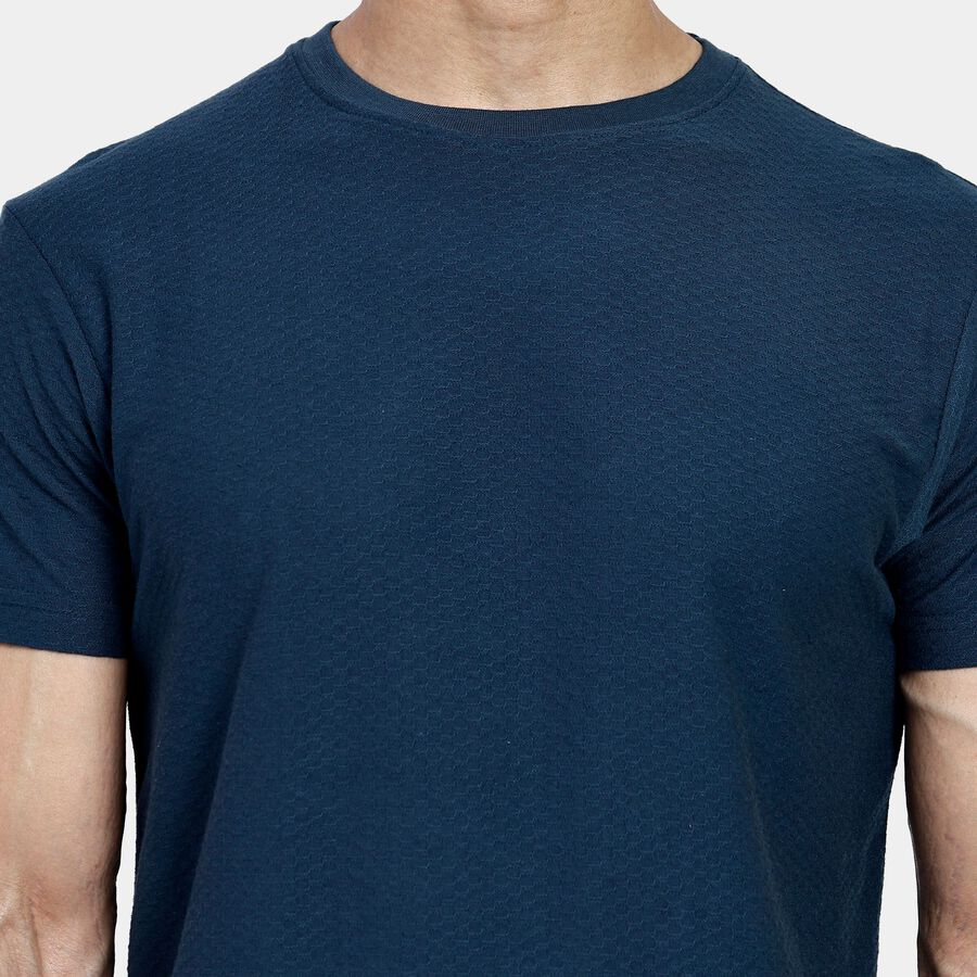 Men's Round Neck Half Sleeves T-Shirt, टील ब्लू, large image number null