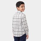 Boys White Cotton Long Sleeve Collared Shirt, सफ़ेद, small