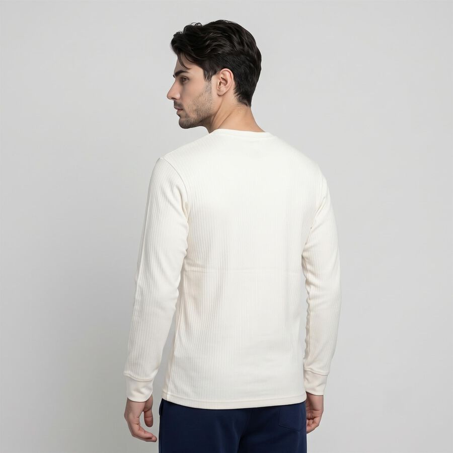 Men's Off White Long Sleeve Thermal, ऑफ व्हाइट, large
