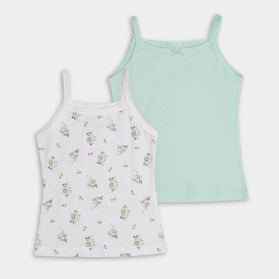 Girls' 100% Cotton Vest (Pack of 2), White, large image number null