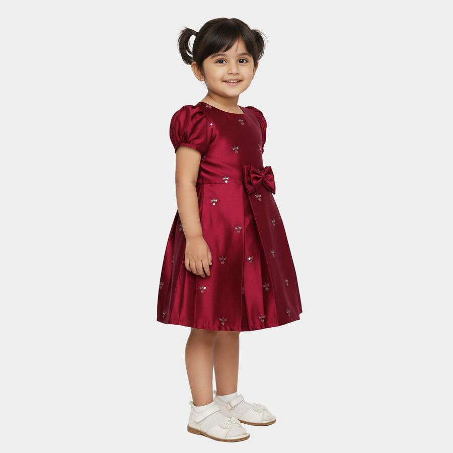 Girls' Frock, वाइन, large image number null