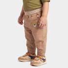 Infants Beige Regular Fit Jogger Trousers, गहरा पीला, small