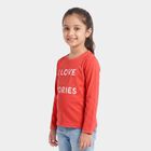 Girls' Coral Round Neck Regular Top, Coral, small