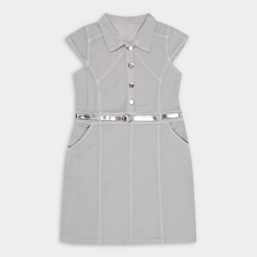 Girls' Frock, हल्का ग्रे, large image number null