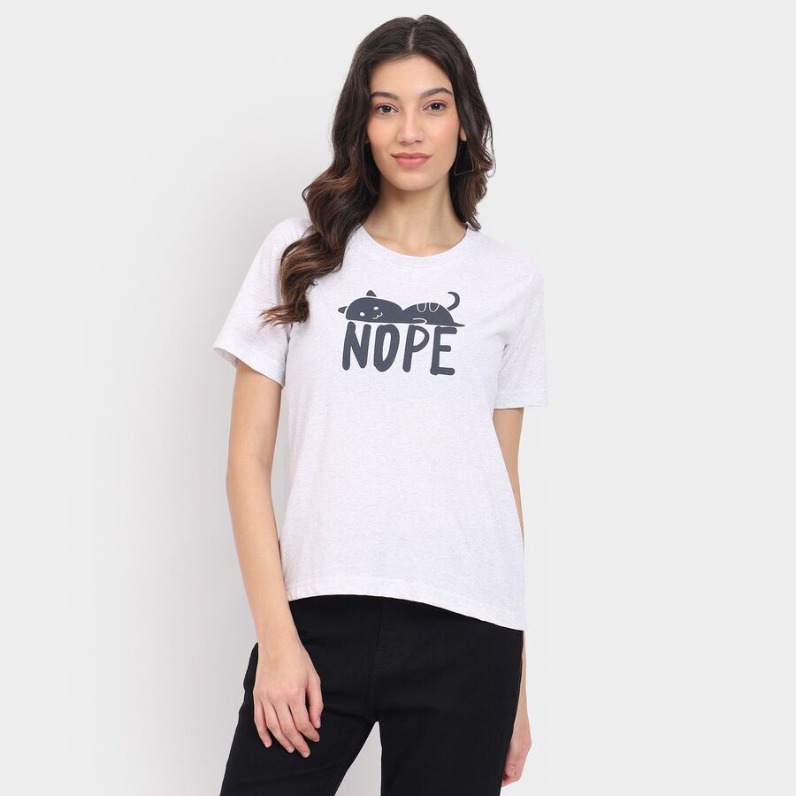 Ladies' Round Neck T-Shirt , Melange Light Grey, large image number null