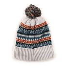 Boys' Light Grey Fair Isle Knitted Beanie with Pom-Pom, Light Grey, small image number null