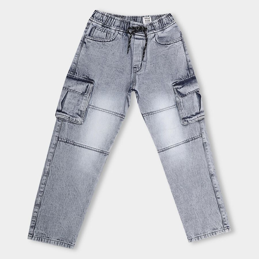 Boys' 100% Cotton Jeans, Mid Blue, large image number null