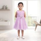 Girls' Lilac Sleeveless Lace Applique Fit and Flare Frock, लाइलेक, small
