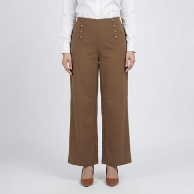 Women's Beige Tailored Fit Formal Trousers