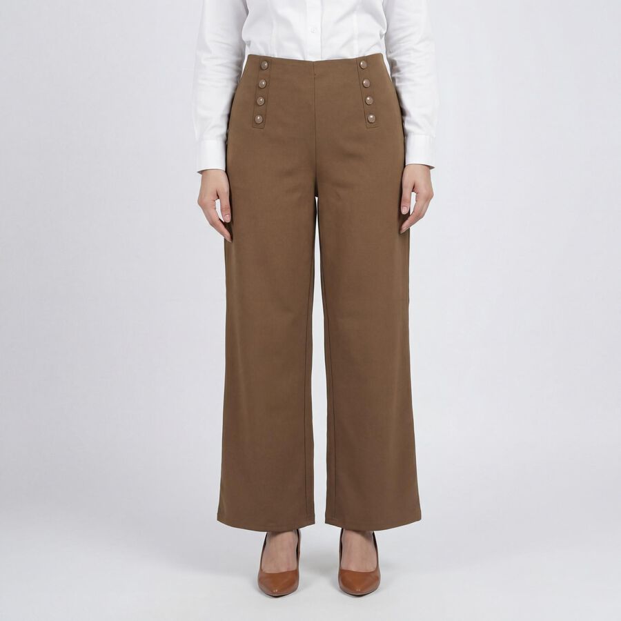 Women's Beige Tailored Fit Formal Trousers, Beige, large