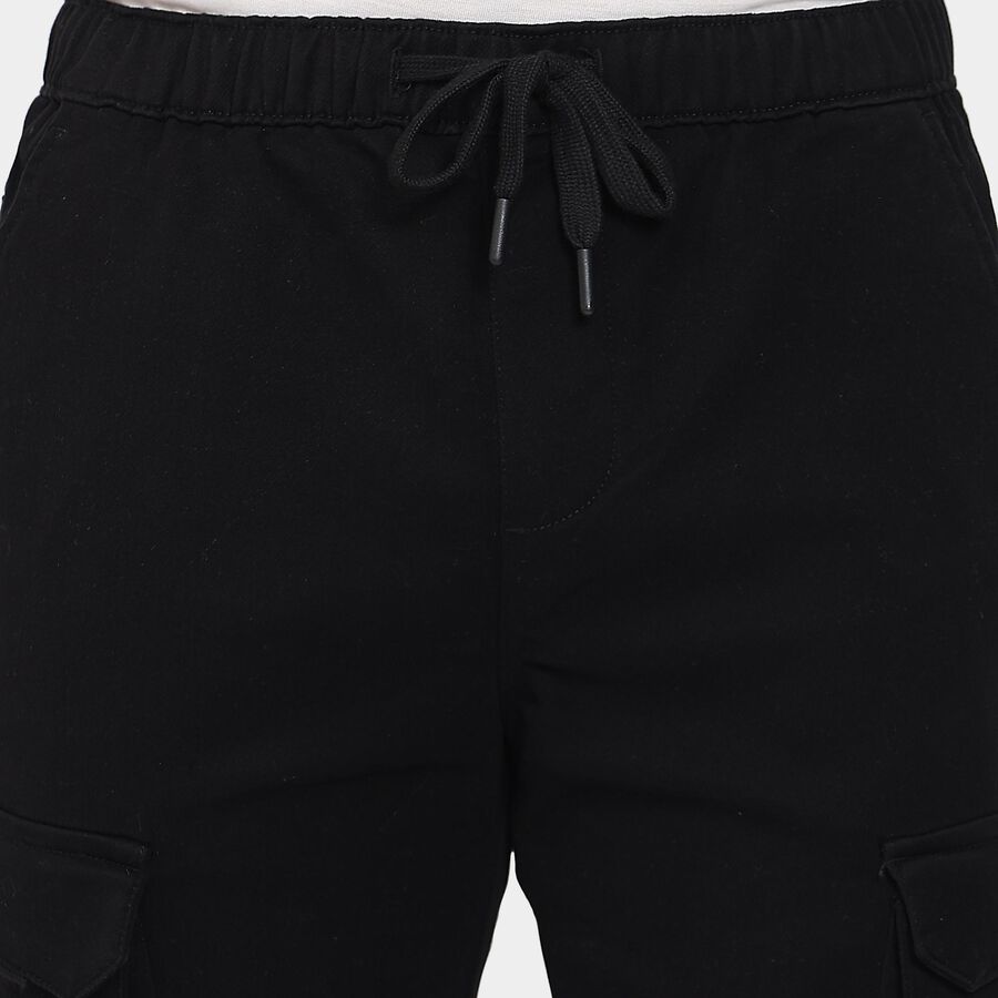 Men's Slim Fit Casual Trousers, काला, large image number null
