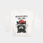 Boys' Grey Crew Neck Graphic Print Sweatshirt, मिश्रित हल्का ग्रे, small