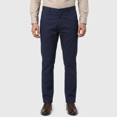 Men's Navy Blue Slim Fit Casual Trousers