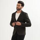 Men's Dark Green Slim Fit Single-Breasted Blazer, Dark Green, small image number null