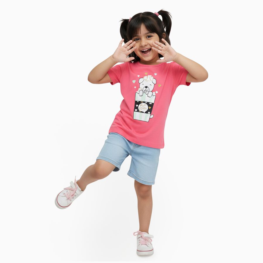 Girls' T-Shirt, गुलाबी, large image number null