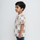 Boys Off-White Cotton Round Neck Casual T-Shirt, भूरा, small image number null