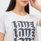 Women's White Round Neck Graphic Print T-Shirt, Ecru Melange, small image number null