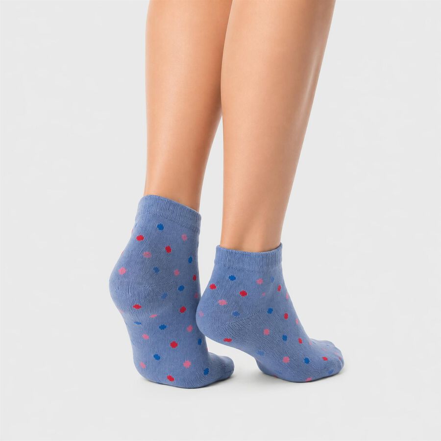 Women's Blue Regular Fit Polka Dot Pack of 1 Socks, मध्यम नीला, large