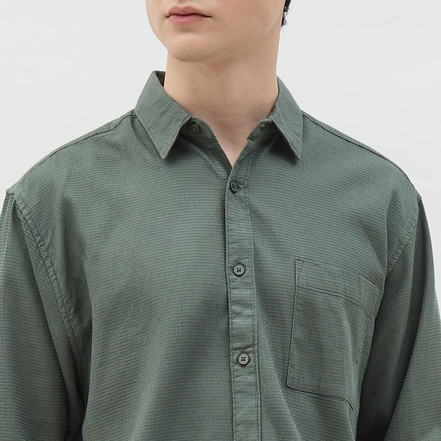 Men's Muted Olive Green Cotton Classic Casual Shirt, ओलिव, large image number null