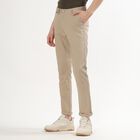 Men's Muted Beige Slim Fit Cross Pocket Casual Trousers, गहरा पीला, small image number null