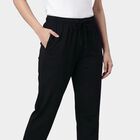 Women's Black Slim Fit Side-Striped Track Pants, काला, small