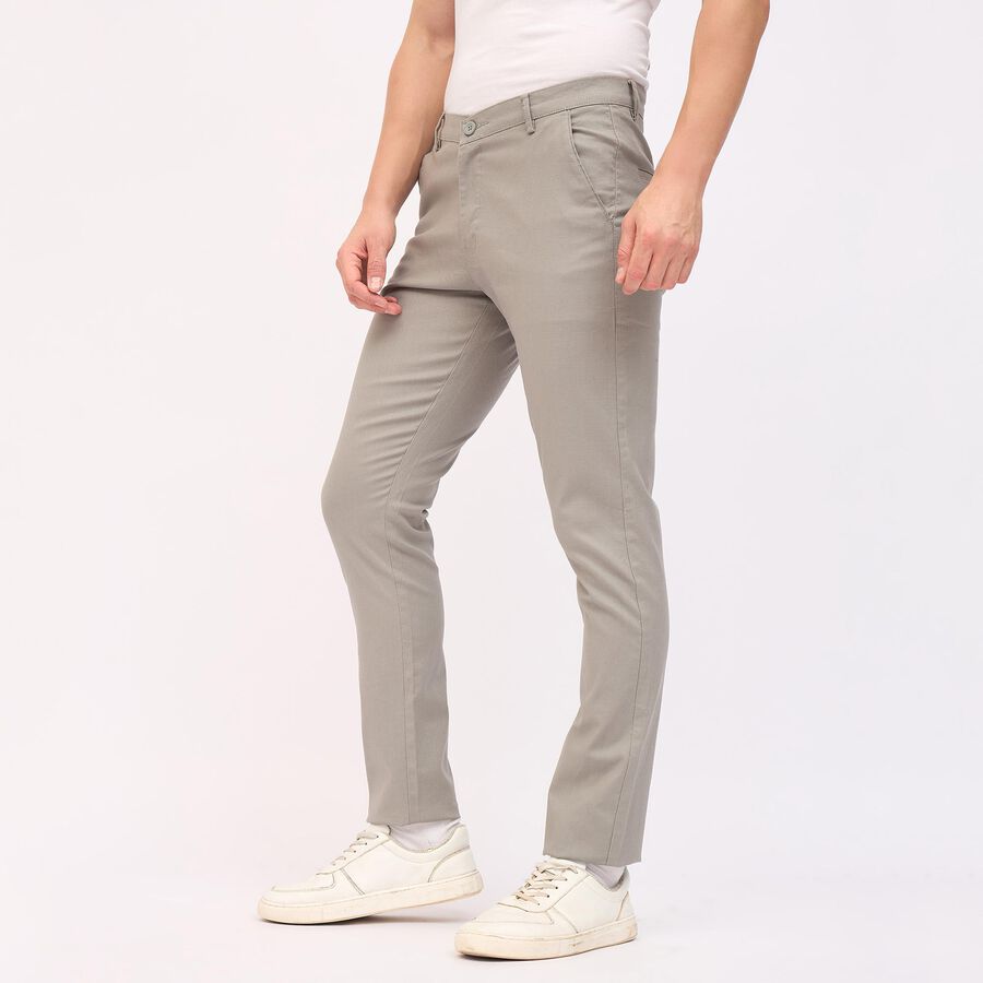 Men's Slim Fit Casual Trousers, Light Grey, large image number null