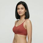Women's Rust Cotton Blend Scoop Neck Minimalist Bralette, Rust, small