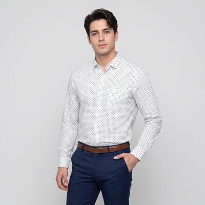 Men's Navy Blue Spread Collar Slim Fit Formal Shirt
