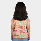 Girls Yellow Cotton Casual T-Shirt, Yellow, small