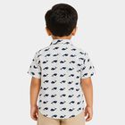 Boys White Cotton Short Sleeves Collar Regular Fit Shirt, White, small