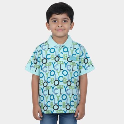 Boys Light Blue Cotton Polo Neck Polo Boys T-Shirt