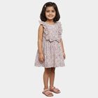 Girls' White Fit and Flare Floral Printed Ruffle Frock, Off White, small