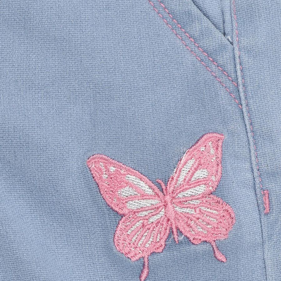 Girls' Mid Blue Elastic Waist Embroidered Jeans, Light Blue, large image number null