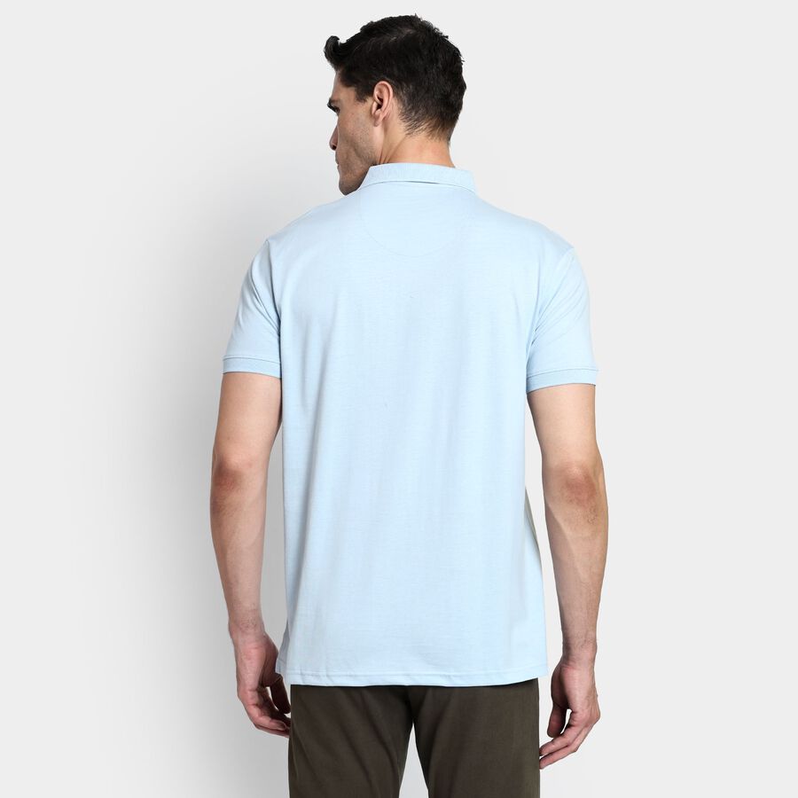 Men's 100% Cotton Collared Half Sleeves T-Shirt, हल्का नीला, large image number null