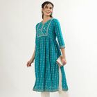 Women's Light Blue Round Neck Straight Kurta, Light Blue, small