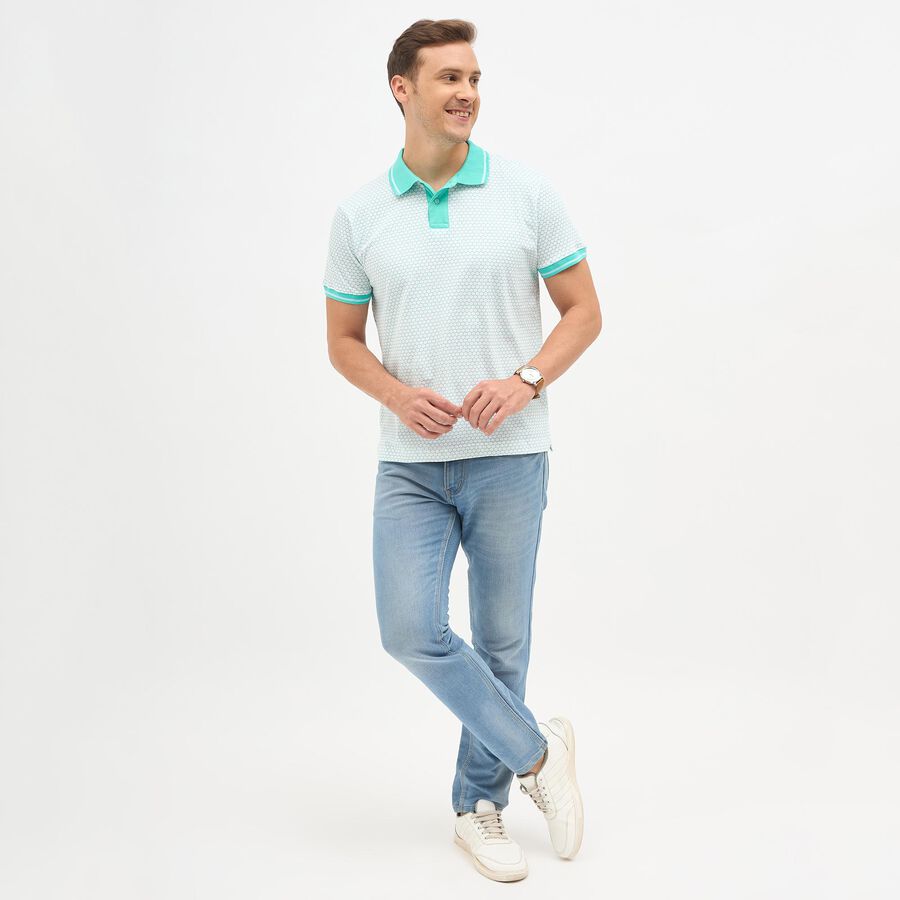 Men's 100% Cotton Collared Half Sleeves T-Shirt , Aqua, large image number null