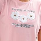 Women's Soft Pink Cotton Round Neck Crop T-Shirt, Pink, small