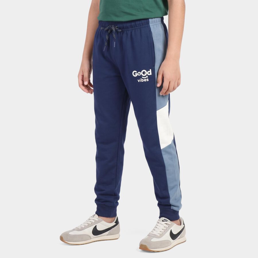 Boys' Navy Blue Jogger Graphic Printed Winter Pyjama, Navy Blue, large