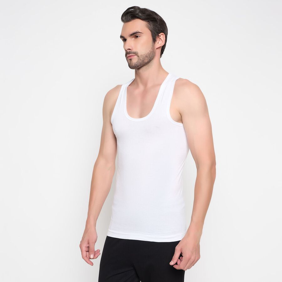 Men's 100% Cotton Vest, White, large image number null