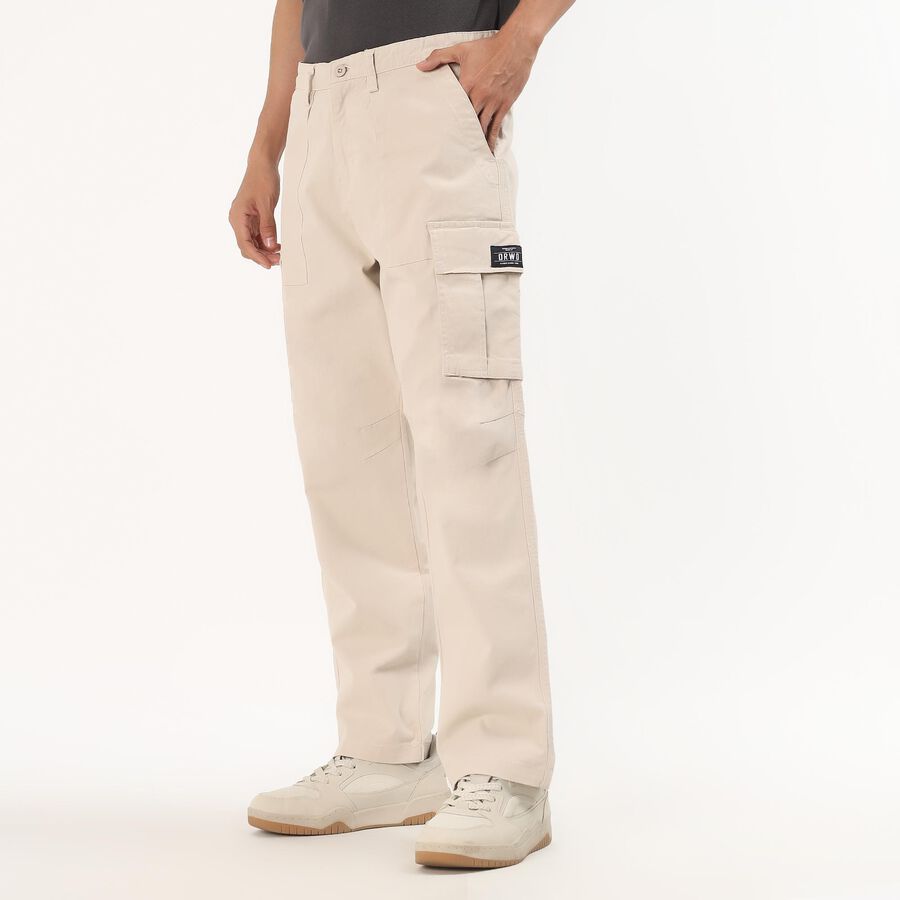 Men's Beige Relaxed Fit Cargo Pants, गहरा पीला, large image number null