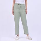 Women's Soft Sage Green Relaxed Fit Textured Track Pants, Light Green, small image number null