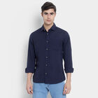 Solid Casual Shirt, Navy Blue, small image number null